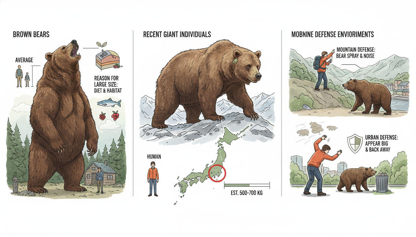 ヒグマがでかいと感じる理由と最新巨大個体事例、登山・市街地での実践防御策