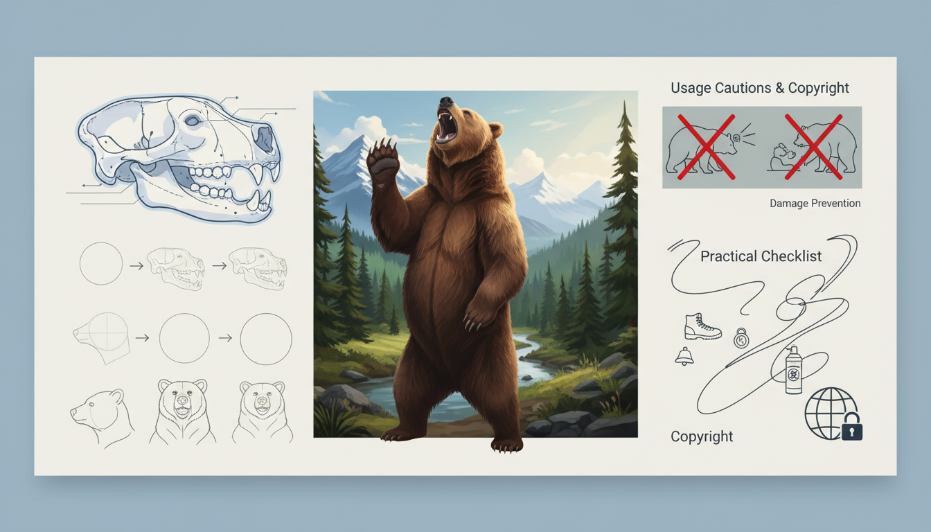 ヒグマのイラスト完全ガイド：描き方・使用時の注意と著作権、被害予防と実践チェックリスト