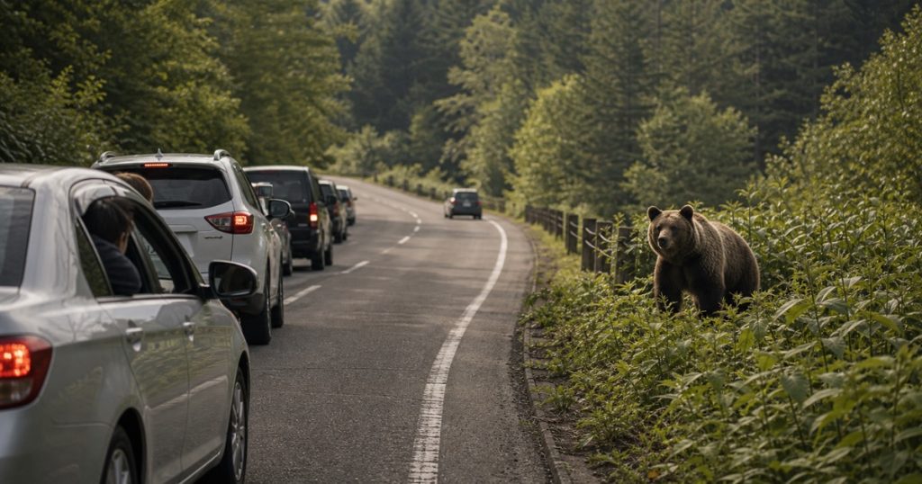 人慣れヒグマが危険な理由｜餌付けと撮影が招く問題の内容を表す、ヒグマと人の距離感を安全に描いたアイキャッチ画像