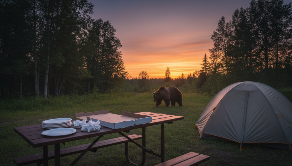 ヒグマ ピザ 誘引 — キャンプで食べ物の匂いを防ぐ具体策